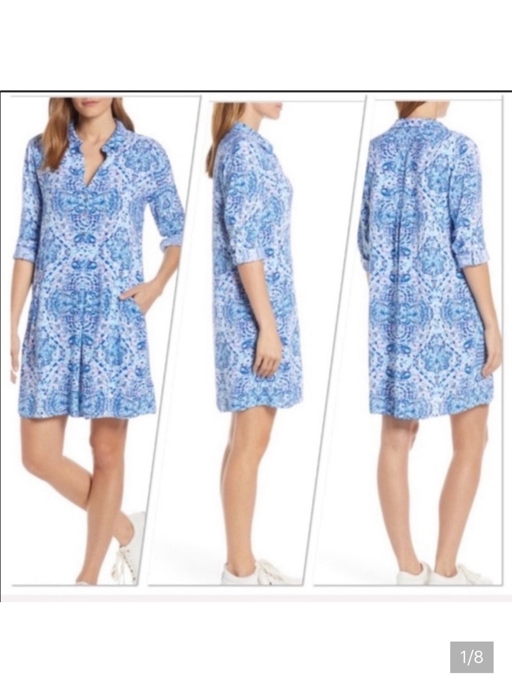 Lilly Pulitzer‎ Lilith Tunic Dress Call My Shell Phone Blue White S